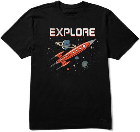 Life is Good Explore Saturn Crusher Tee Jet Black MD in Saudi Arabia