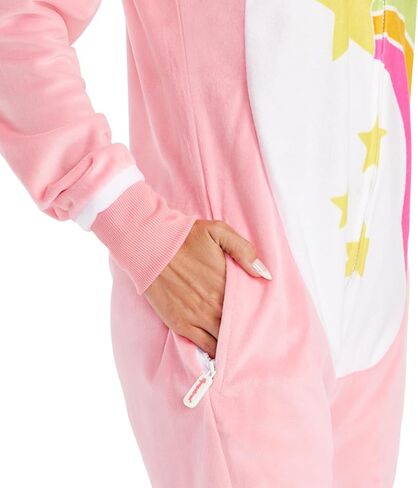 Tipsy Elves 80's Cartoon Bear Costume for Women - Classic Cute Retro Rainbow Belly Cartoon Bear Front Zipper Onesie Jumpsuit in Saudi Arabia