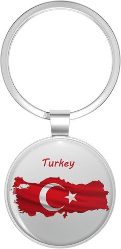 Glover Trading Wavy Turkish Flag inside Map of Turkey Metal Double Sided Key Chain Keychain in Saudi Arabia