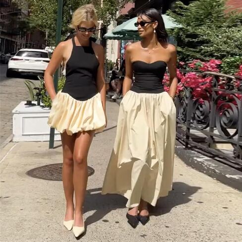Clispiy Women Bubble Halter Mini Dress Ruffle Balloon Backless Puffy Dress in Saudi Arabia