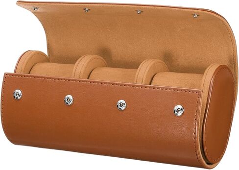 HARFINGTON Watch Roll Travel Case Single Slot Portable Leather Watch Case for Men and Women, Watches Storage Organizer with Removable Pillows for Traveling, Display, Home Storage, Brown in Saudi Arabia