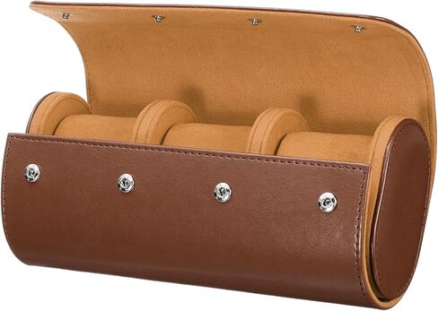 HARFINGTON Watch Roll Travel Case Single Slot Portable Leather Watch Case for Men and Women, Watches Storage Organizer with Removable Pillows for Traveling, Display, Home Storage, Brown in Saudi Arabia