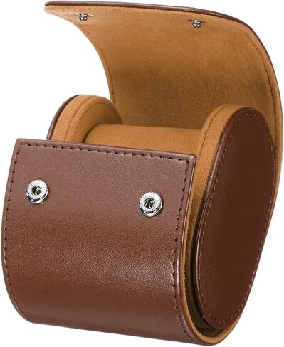 HARFINGTON Watch Roll Travel Case Single Slot Portable Leather Watch Case for Men and Women, Watches Storage Organizer with Removable Pillows for Traveling, Display, Home Storage, Brown in Saudi Arabia