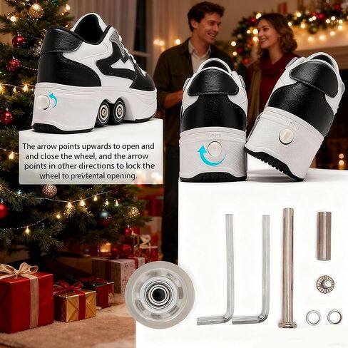 ANEFUN 4 Wheel Pop-Up Roller Skate Shoes for Women Men Girls Boy Fashion Outdoor Indoor Quad-Skates for Kids & Adults in Saudi Arabia