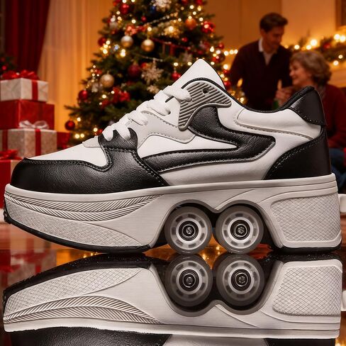 ANEFUN 4 Wheel Pop-Up Roller Skate Shoes for Women Men Girls Boy Fashion Outdoor Indoor Quad-Skates for Kids & Adults in Saudi Arabia
