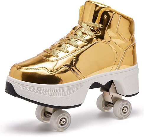 ANEFUN 4 Wheel Pop-Up Roller Skate Shoes for Women Men Girls Boy Fashion Outdoor Indoor Quad-Skates for Kids & Adults in Saudi Arabia