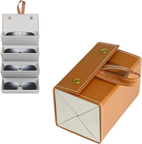 سفر النظارات الشمسية منظم 4 فتحة ، أكواب السفر علبة زوجات متعددة ، حامل نظارة شمسية جلدية للرجال نساء in Kuwait