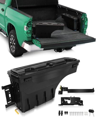 SCITOO Truck Bed Storage Tool Box Fit 180° Rotating Tool Box Fit For Ford F-250 F-350 F-450 Super Duty 2017-2022 Left Side Waterproof Black in Kuwait