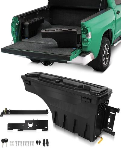 SCITOO Truck Bed Storage Tool Box Fit 180° Rotating Tool Box Fit For Ford F-250 F-350 F-450 Super Duty 2017-2022 Left Side Waterproof Black in Kuwait