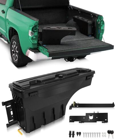 SCITOO Truck Bed Storage Tool Box Fit 180° Rotating Tool Box Fit For Ford F-250 F-350 F-450 Super Duty 2017-2022 Left Side Waterproof Black in Kuwait
