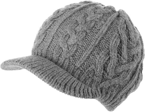 Comhats Winter Knitted Beanie Visor with Brim Newsboy Hats for Women Wool Fashion Ladies Cold Weather Warm Dark Black Medium in Saudi Arabia