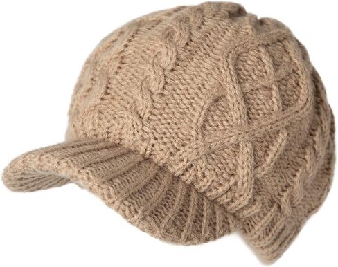 Comhats Winter Knitted Beanie Visor with Brim Newsboy Hats for Women Wool Fashion Ladies Cold Weather Warm Dark Black Medium in Saudi Arabia