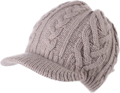 Comhats Winter Knitted Beanie Visor with Brim Newsboy Hats for Women Wool Fashion Ladies Cold Weather Warm Dark Black Medium in Saudi Arabia