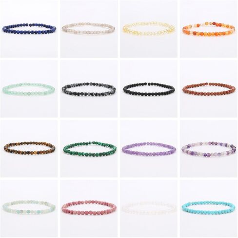 Handmade 4mm Tiny Beads Bracelet – Natural Healing Stone Beads for Yoga, Mala, and Bohemian Stacking – Stretch Bracelet for Men and Women in Saudi Arabia