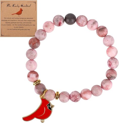 Cardinal Bracelet for Women, Memorial Sympathy Jewelry Gift Beads Bracelet with Red Cardinal Charm for Loss of Loved One in Heaven in Saudi Arabia