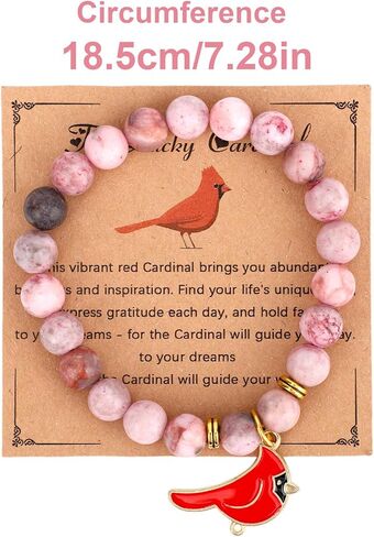 Cardinal Bracelet for Women, Memorial Sympathy Jewelry Gift Beads Bracelet with Red Cardinal Charm for Loss of Loved One in Heaven in Saudi Arabia