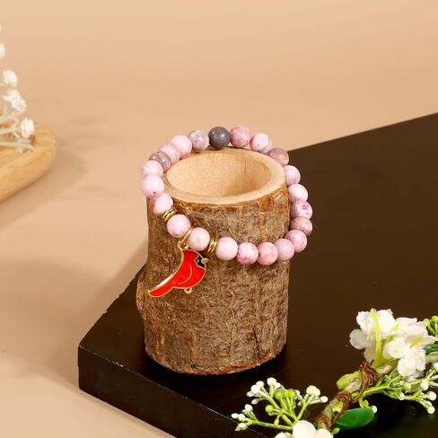 Cardinal Bracelet for Women, Memorial Sympathy Jewelry Gift Beads Bracelet with Red Cardinal Charm for Loss of Loved One in Heaven in Saudi Arabia