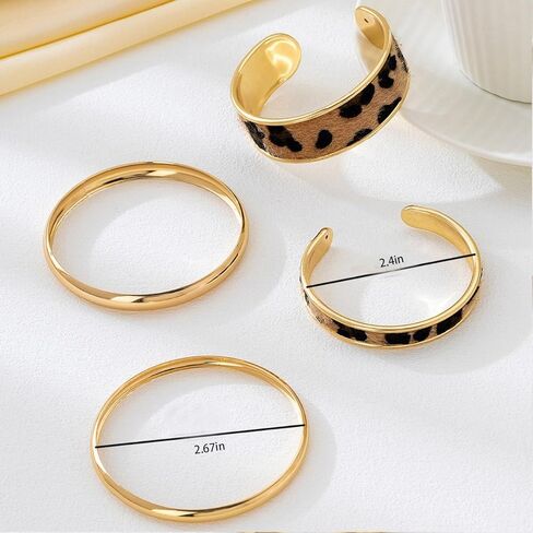 NOVYRA Leopard Bangle Bracelets for Women Layered Cheetah Print Cuff Statement Bracelets Trendy Cheetah Jewelry Accessories For Women in Saudi Arabia