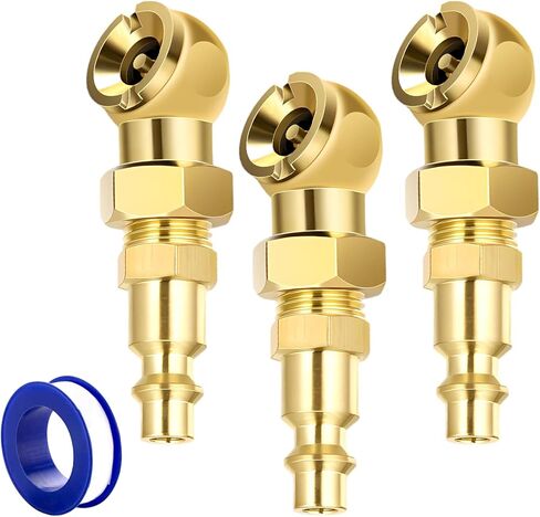 Ball Foot Air Chuck Set, 1/4" FNPT Closed Flow Portable Tire Chuck with Quick Plug Teflon Tape, Brass Closed Ball Tire Gauge Air Chuck Nozzle Kit for Air Compressor Attachment in Saudi Arabia