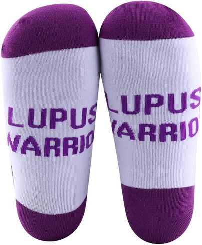 PWHAOO 1 Pair Lupus Awareness Socks Lupus Warrior Socks Lupus Purple Ribbon Gift in Saudi Arabia