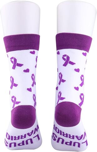 PWHAOO 1 Pair Lupus Awareness Socks Lupus Warrior Socks Lupus Purple Ribbon Gift in Saudi Arabia