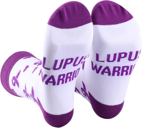 PWHAOO 1 Pair Lupus Awareness Socks Lupus Warrior Socks Lupus Purple Ribbon Gift in Saudi Arabia