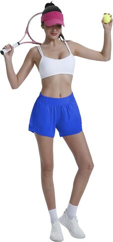 AugIris Athletic Running Shorts for Women with Zipper Pocket,5inch Lightweight Gym Workout Shorts with Mesh Liner Quick Dry in Saudi Arabia