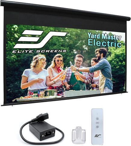 شاشات النخبة يارد ماستر اللاسلكية، بقطر 125 بوصة. شاشة عرض خارجية بمحرك 16:9، بطارية ليثيوم أيون مدمجة قابلة لإعادة الشحن، مسرح منزلي للأفلام، OMS125WH-BAT-ELEC in Kuwait