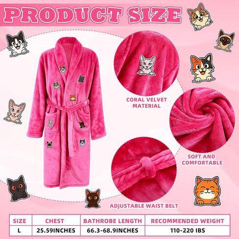 Chicingyou 18 Pcs Halloween Cat Lady Costume for Women Robe Old Lady Wig Slippers Glasses Curlers Plush Stuffed Cat Patches Hair Net for Women Lovers Cosplay Halloween Themed Parties Rose Red in Saudi Arabia
