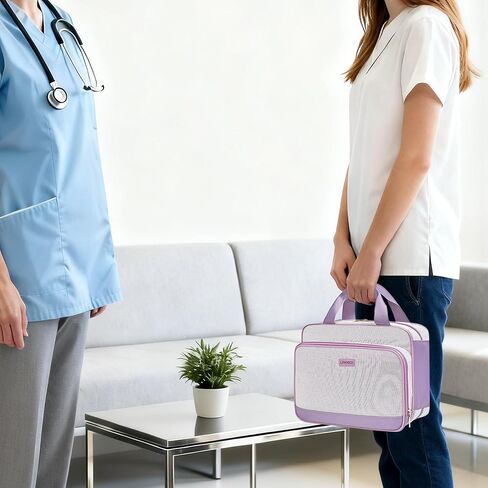 Lexeeco Travel Medicine Organizer Bag, Pill Organizer Case,Carrier for Medications,Vitamins,Fish Oil and Medical Supplies Pill Bottle Organizer and Home Storage Med Bag(Purple) in Saudi Arabia