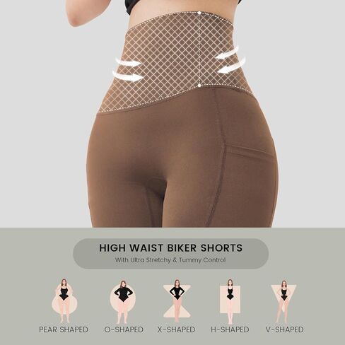BENO TIGER 2 Pack شورتات لراكبي الدراجات النارية للسيدات مقاس 8 بوصات شورتات للتمرين عالية الخصر مع جيب للتحكم في البطن شورتات لليوجا والجيم in Saudi Arabia