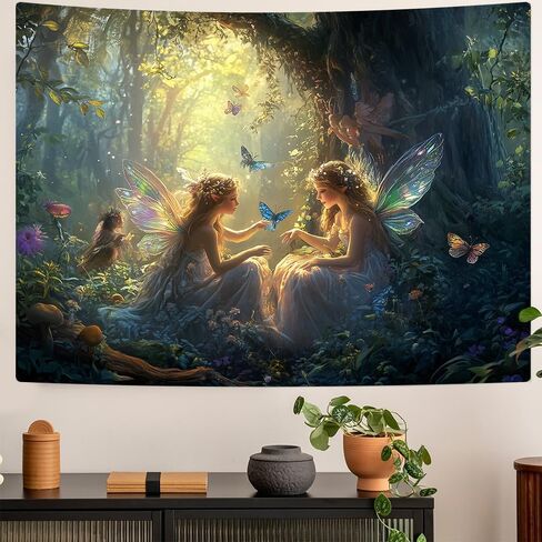 Richldeas 60x44inchs الخيال نسيج جدار الغابات الطبيعية الغابات الجدار شنقا لغرفة النوم فراشة شجرة سحرية الجنية غامضة الغابة المفروشات لغرفة المعيشة غرفة نوم النوم RITAYW077 in Saudi Arabia