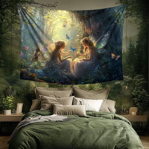 Richldeas 60x44inchs الخيال نسيج جدار الغابات الطبيعية الغابات الجدار شنقا لغرفة النوم فراشة شجرة سحرية الجنية غامضة الغابة المفروشات لغرفة المعيشة غرفة نوم النوم RITAYW077 in Saudi Arabia