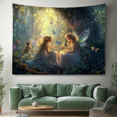 Richldeas 60x44inchs الخيال نسيج جدار الغابات الطبيعية الغابات الجدار شنقا لغرفة النوم فراشة شجرة سحرية الجنية غامضة الغابة المفروشات لغرفة المعيشة غرفة نوم النوم RITAYW077 in Saudi Arabia