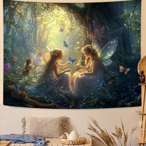 Richldeas 60x44inchs الخيال نسيج جدار الغابات الطبيعية الغابات الجدار شنقا لغرفة النوم فراشة شجرة سحرية الجنية غامضة الغابة المفروشات لغرفة المعيشة غرفة نوم النوم RITAYW077 in Saudi Arabia