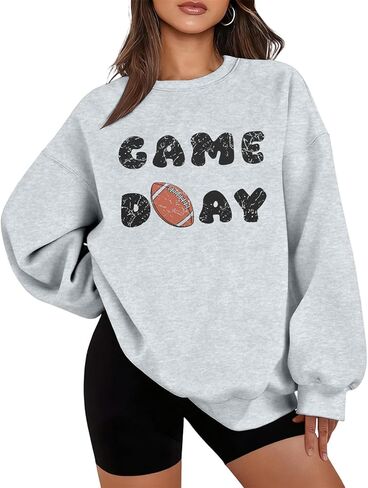 MOUSYA Game Day Sweatshirt Women Football Mom Sweatshirts Oversized Football Season Pullover Sunday Funday Long Sleeve Tops in Saudi Arabia
