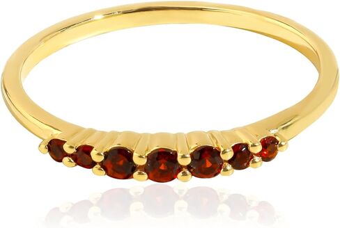 YoTreasure Solid 14K Gold Plated 925 Sterling Silver London Blue Topaz Red Garnet Chrome Diopside Band Ring for Women | Stackable Wedding Band, Promise & Anniversary Rings Gemstone Jewelry in Saudi Arabia