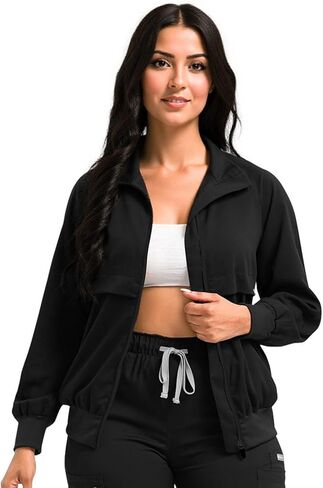 ALIALAVESTA Scrub Jackets long Sleeve Medical Scrub Jackets Soft stretch nurse jacket with side pockets for Unisex Workwear in Saudi Arabia