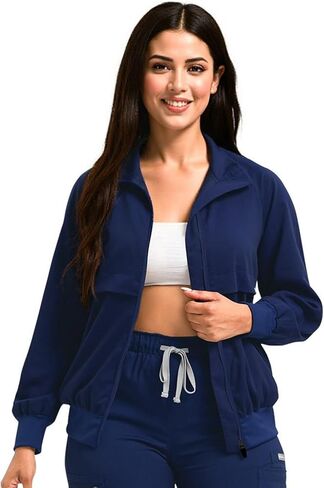 ALIALAVESTA Scrub Jackets long Sleeve Medical Scrub Jackets Soft stretch nurse jacket with side pockets for Unisex Workwear in Saudi Arabia