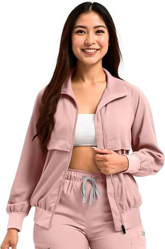 ALIALAVESTA Scrub Jackets long Sleeve Medical Scrub Jackets Soft stretch nurse jacket with side pockets for Unisex Workwear in Saudi Arabia