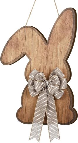 Menkxi Easter Wreath Door Hanger for Front Door Easter Bunny Signs with Bow Bunny Wreath Decor Rustic Spring Wooden Hanging Decorations for Wall Home Indoor Outdoor, 16 X11 Inch in Saudi Arabia