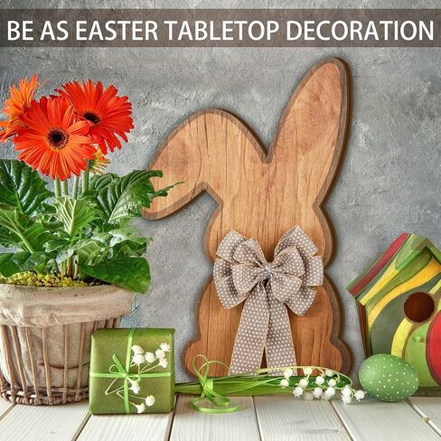 Menkxi Easter Wreath Door Hanger for Front Door Easter Bunny Signs with Bow Bunny Wreath Decor Rustic Spring Wooden Hanging Decorations for Wall Home Indoor Outdoor, 16 X11 Inch in Saudi Arabia