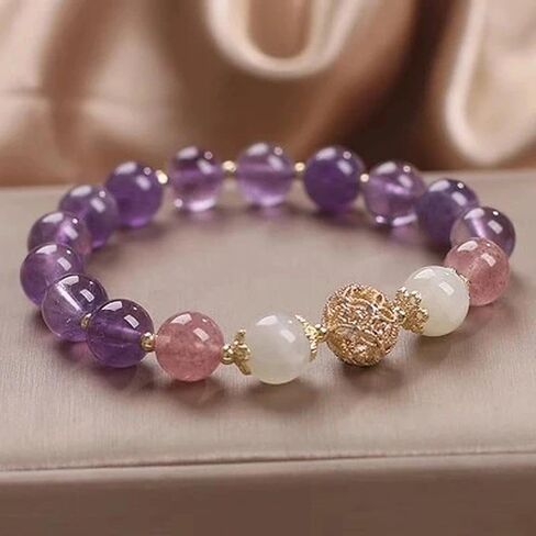 1 PCS Gorgeous Stackable Purple Crystal Bead Bracelets 8MM Cute Stone Healing Stretch for Men Women Gifts in Saudi Arabia