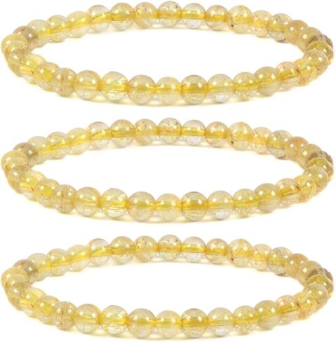 Justinstones Gem Semi Precious Gemstone 3pcs 4mm Round Beads Stretch Bracelet 6.5 Inch Unisex in Saudi Arabia