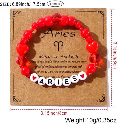 Cute Crystal Zodiac Bracelets for Women Her Luck 12 Constellations Inspiration Colorful Heart Star Beads Bracelet Bohemian Birthday Zodiac Gifts Horoscope Spiritual Bracelet in Saudi Arabia