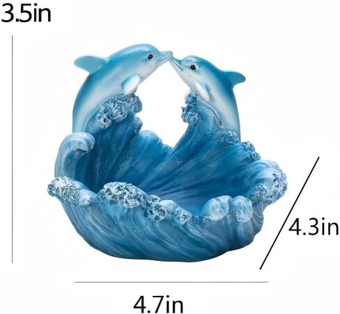 JJVIHAHA Decorative Dolphin Resin Statue with Wave Design, Sea Life Sculpture for Home Office Desktop Decorations, Couple Gift in Saudi Arabia