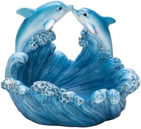 JJVIHAHA Decorative Dolphin Resin Statue with Wave Design, Sea Life Sculpture for Home Office Desktop Decorations, Couple Gift in Saudi Arabia