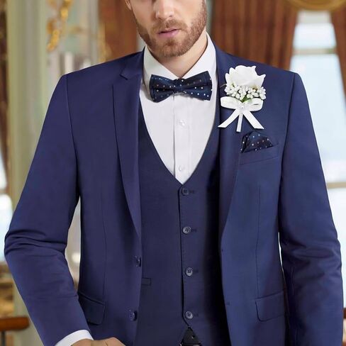 Vkkperp White Rose Boutonniere for Men, Set of 2, Groom and Best Man Artificial Boutonnieres, for Wedding Anniversary Ceremony Dinner Prom Party Flower Decorations in Saudi Arabia