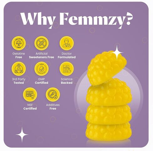 FEMMZY صمغ بروبيوتيك مهبلي للنساء - دعم BV والرائحة، وتوازن الأس الهيدروجيني، والنباتات الحميمة وصحة الأمعاء - سلالات العصيات اللبنية المتقدمة + مزيج البريبايوتك + فيتامين C للمناعة - الأناناس اللذيذ in Saudi Arabia