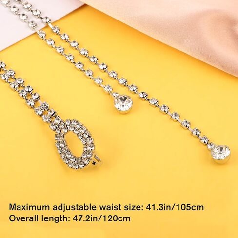 Ptwola Rhinestone Belts for Women Silver Sparkly Dress Belts Crystal Chain Belt for Dress Bling Chain Thin Belt Stylish Women's Waistband for Wedding Party Girl in Kuwait